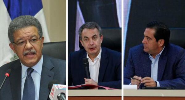 Los expresidentes Leonel Fernández, de República Dominicana; José Luis Rodríguez Zapatero, de España y Martín Torrijos, de Panamá.