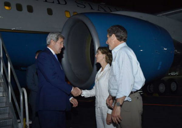 John Kerry a su llegada a Cartagena, Colombia, donde se celebrará la firma del acuerdo de paz entre Colombia y las Farc. Fuente externa.