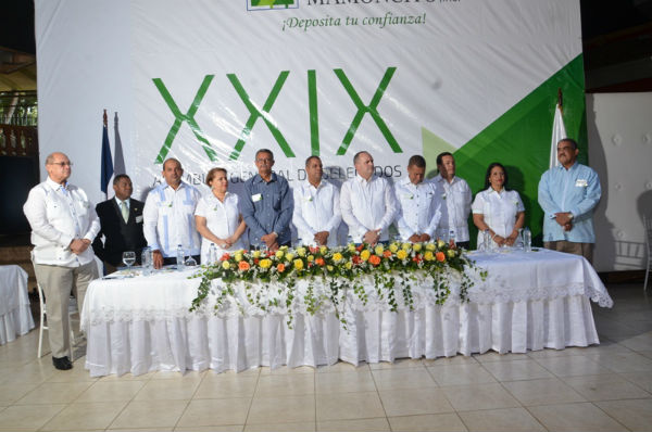 Directivos de la Cooperativa de Ahorros y Créditos Mamoncito y representante del sector durante la XXIX Asamblea Anual de Delegados.