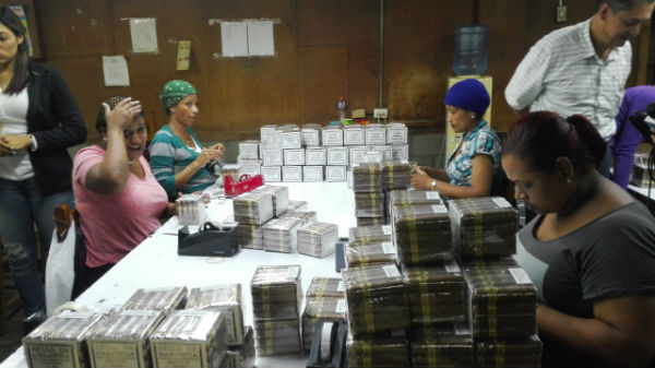 Personal que labora en el procesamiento de cigarros en la empresa La Rambla, de Villa González.